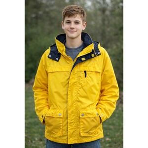 London Fog Yellow Hooded Jacket | Youth L (14/16) | Fits Adult S/M